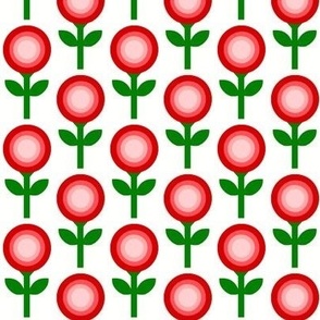 red geometric flowers