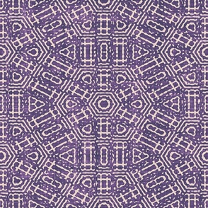 Aztec Geometric Honeycomb Batik Block Print in Orchid Purple and Blush Pink (Large Scale)