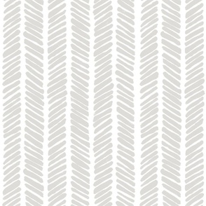 Hand Drawn Doodle Herringbone Stripes, Greige and White (Medium Scale)