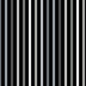 Neutral Black and White and Grey Stripes on a Black Background