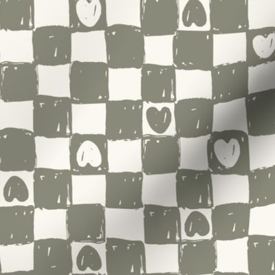 Checkerboard Hearts_check_Kids Valentines_Large_Laurel Oak Green