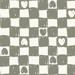 Checkerboard Hearts_check_Kids Valentines_Large_Laurel Oak Green