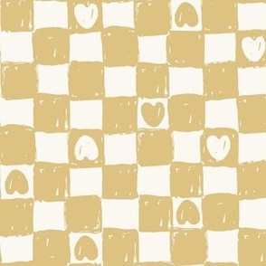 Checkerboard Hearts_check_Kids Valentines_Large_Light ochre- dusty yellow
