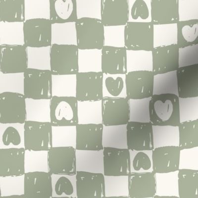 Checkerboard Hearts_check_Kids Valentines_Large_Swamp Green 