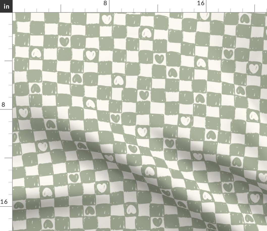 Checkerboard Hearts_check_Kids Valentines_Large_Swamp Green 