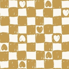 Checkerboard Hearts_check_Kids Valentines_Large_Tinsel Ochre
