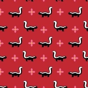 Skunks on red background