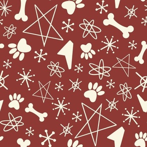Atomic Paws On Red LARGE (14x14)