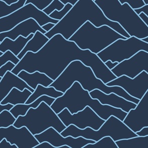 Mountains at Night Navy Blue