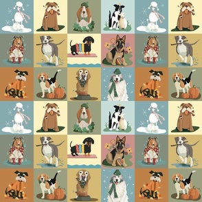 Puppy Love Vintage Dogs in 3 inch squares