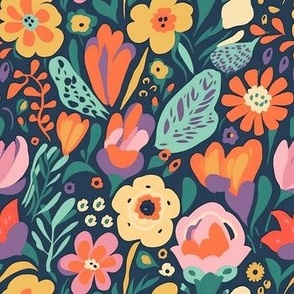 Colorful, Quirky Abstract Floral Design