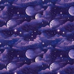 Magical Purple Starry Night Sky
