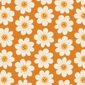 Happy Gold Cream Flowers | Kids Novelty Fun Fabric