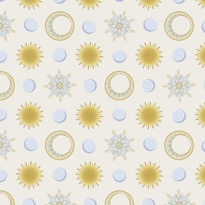 Celestial Suns and Moons on Cream