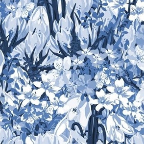 Blue Cornflower Shades, Farmhouse Cottage Cottagecore Pattern, Blue and White Floral Duvet Pillow, Monochrome Blue and White Décor, Wildflower Art Design, Scattered Floral Fabric, Painted Floral Breeze, Summer Flowers Brushstroke, Artistic Botanical Bloom