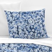 Cornflower Blue and White Toile, Garden Flower Toile De Jouy, One Color Pattern, Monochromatic Floral Design, Hand Drawn Painterly Flower Print