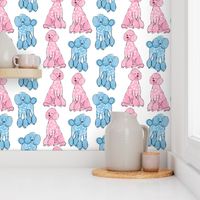 Cute pink and blue poodles, sweet dog design