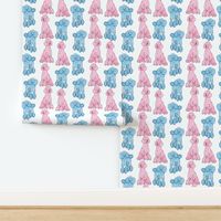 Cute pink and blue poodles, sweet dog design