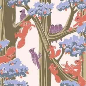 Red Squirrels in the forest - intangible Pantone - wallpaper