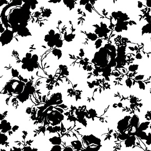 Black and white,floral toile