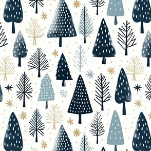 Winter woodland landscape with spruce Christmas 