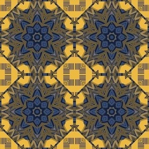 octagon line chequers - yellow blue 