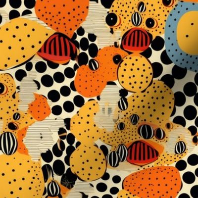 abstract bee pattern with polka dots