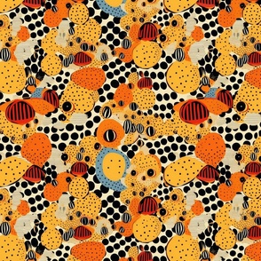 abstract bee pattern with polka dots