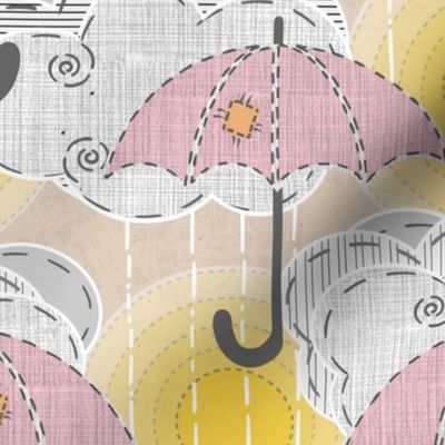 Apricity: sun, clouds and umbrella