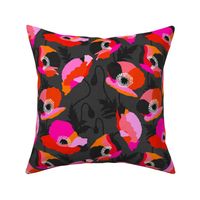 SMALL • Wild flowers Poppies Botanical 8. red, orange, pink on Black #wildflowers #poppies #Christmasdecor