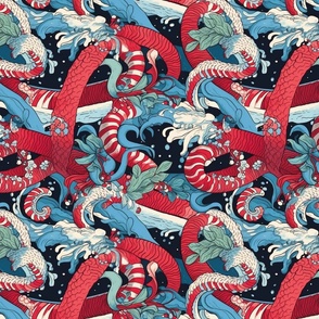 candy cane christmas inspired by hokusai 