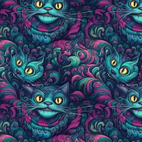 psychedelic cheshire cat in wonderland