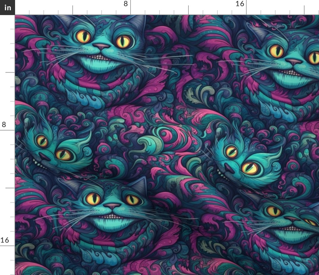 psychedelic cheshire cat in wonderland