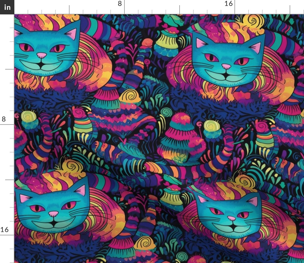 cheshire cat in surreal stripes