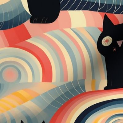 psychedelic spiral black cat fun inspired by hilma af klint