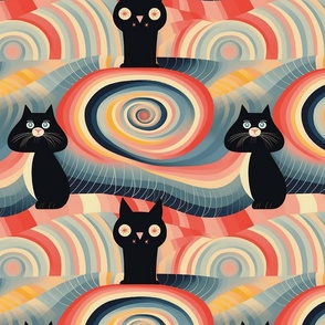 psychedelic spiral black cat fun inspired by hilma af klint