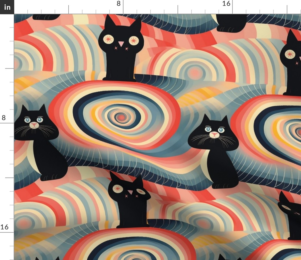 psychedelic spiral black cat fun inspired by hilma af klint