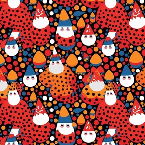abstract polka dot santa claus and snow men