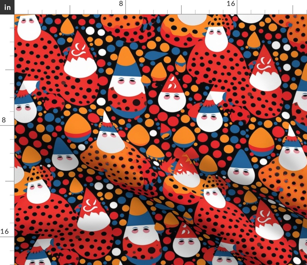 abstract polka dot santa claus and snow men