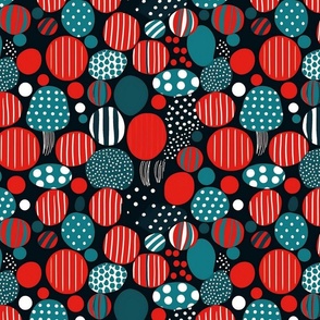 red white blue polka dot abstract