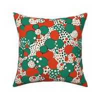 red and green polka dot christmas abstract