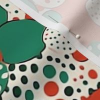 red and green polka dot christmas abstract