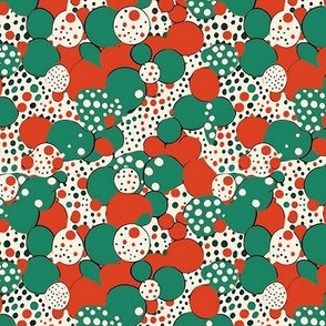 red and green polka dot christmas abstract