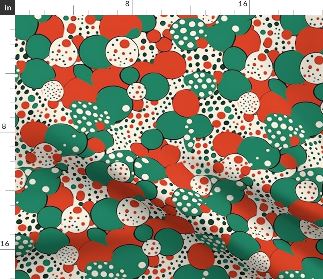 red and green polka dot christmas abstract