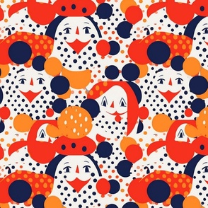 circus clowns in the abstract geometric