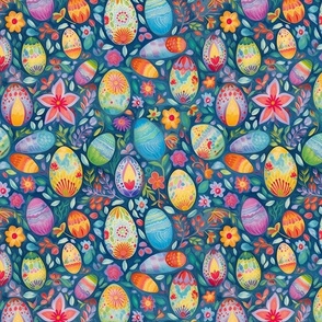 easter eggs in painted kawaii hues