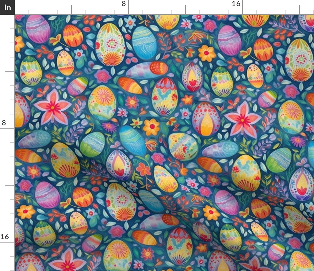 easter eggs in painted kawaii hues