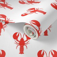 Handdrawn Motif of a Red Lobster on White