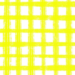 Large - Sketchy Grid - Yellow on White - Happy Sunshine