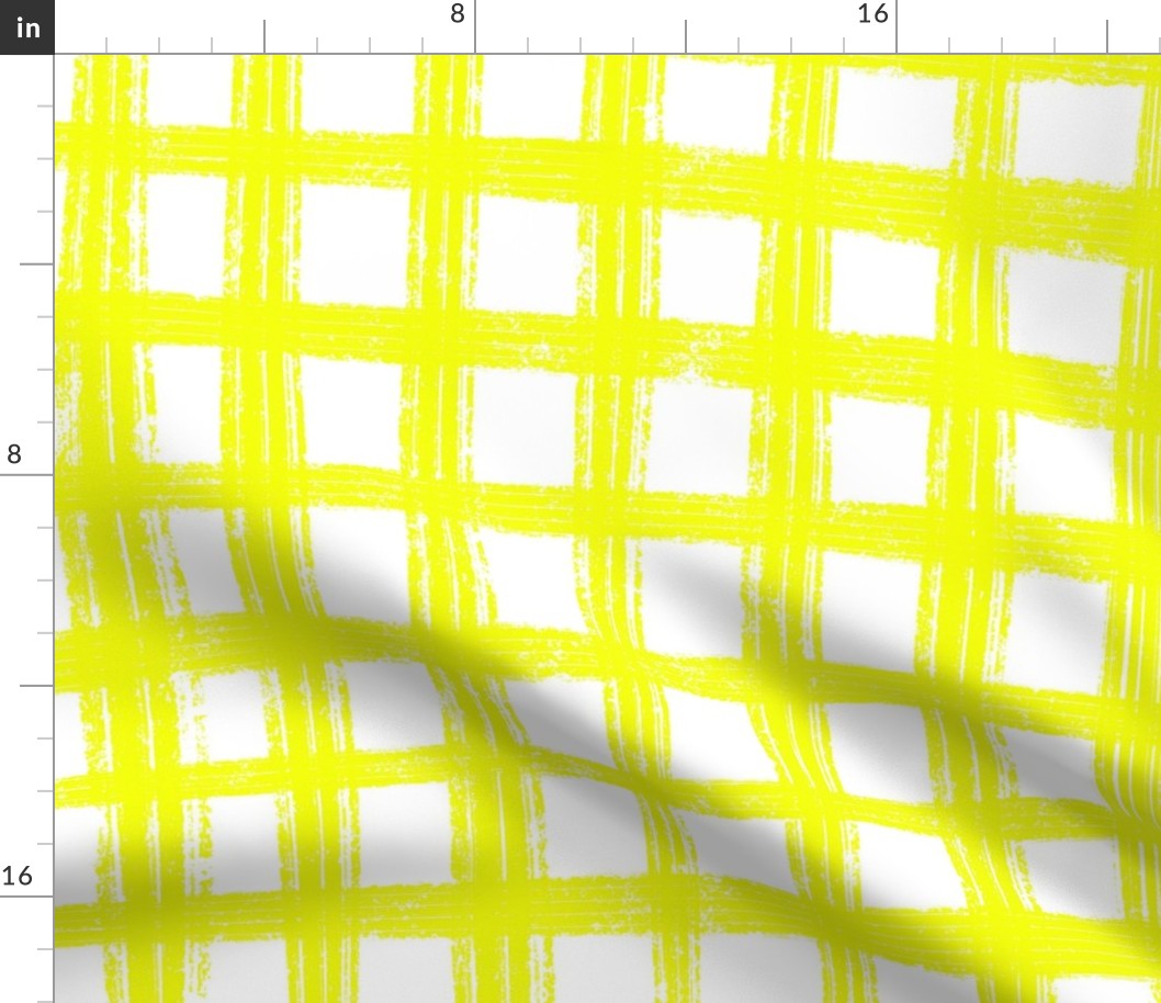 Large - Sketchy Grid - Yellow on White - Happy Sunshine